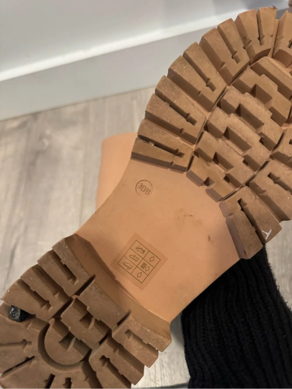 ASOS London Rebel Tan Chunky Lug Sole Knee High Boots Size 8